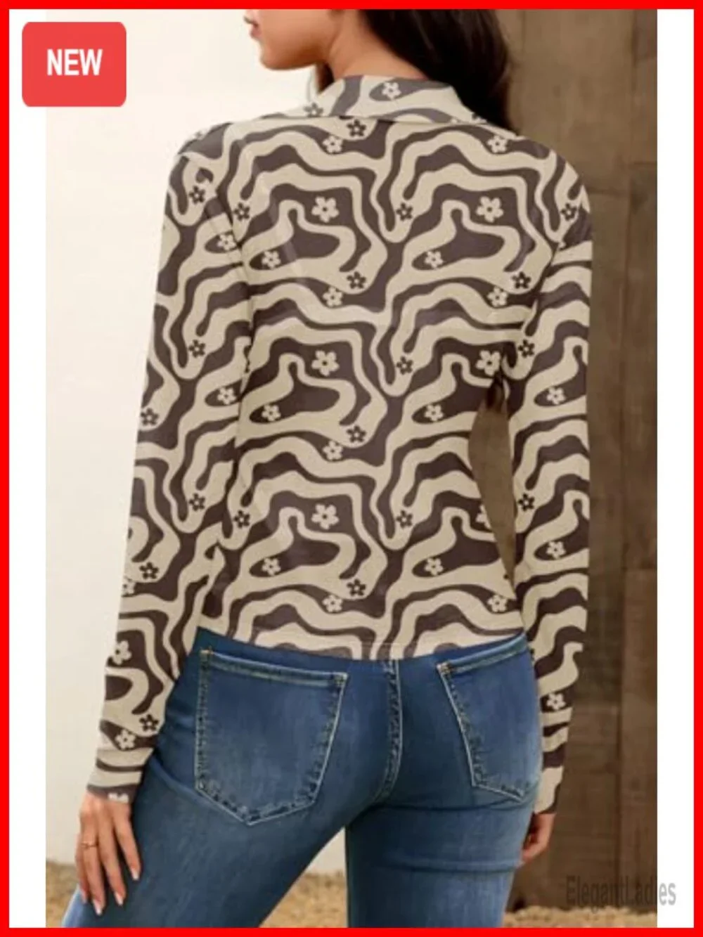 Sheer Mesh V-Neck Button Down Shirt with Ruched Detailing - Trendy Y2K Top